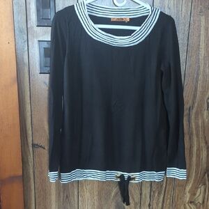 Belldini Black and White Striped Top Women Size L